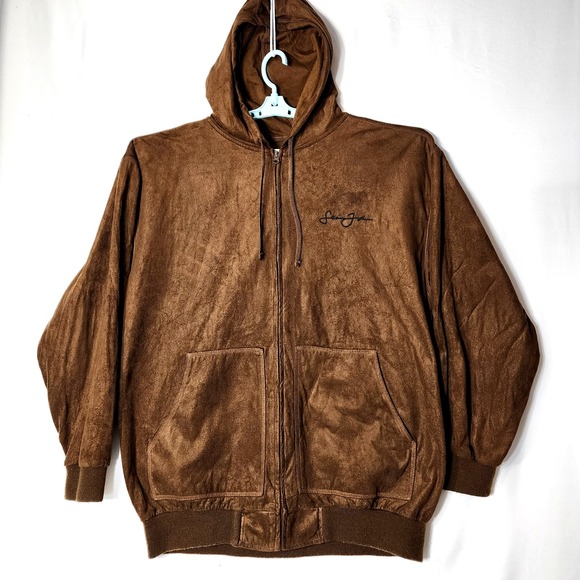 Sean John Velour Hoodie Men's Sz XXL Brown Hip Hop Punk Full Zip Up Logo Y2K 90s - Picture 2 of 12